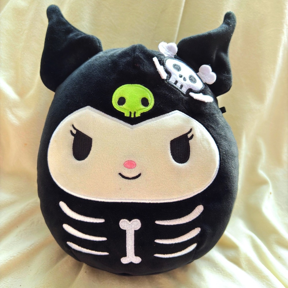 Sanrio Kuromi Skeleton Squishmallow 8" Halloween Plush Black Skull 2023